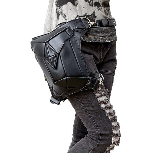 Black hip bag with pockets, pocket belt, moon bag, gothic utility