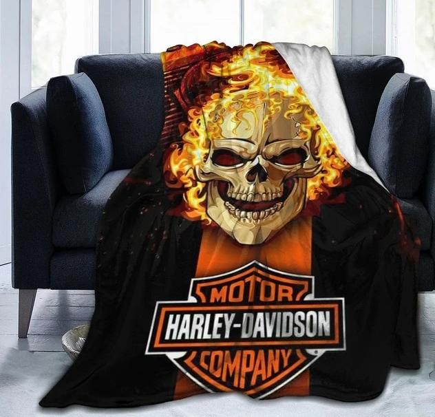 Harley Davidson 3D LIGHT MY FIRE Super Soft Sherpa Blanket