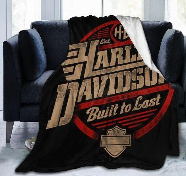 Harley Davidson 3D BUILT TO LAST Super Soft Sherpa Blanket