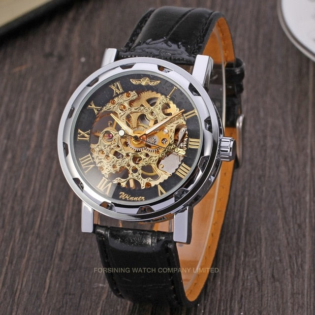 WINNER Steampunk Skeleton Watch for Men Mechanical Wristwatches Top Brand  Luxury Leather Strap Watches Mens 2022 – WINNER WATCH