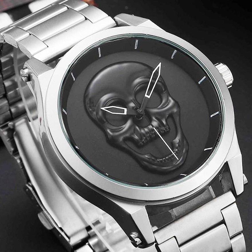 2020 Cool Punk 3D Skull Men Watch Brand LIGE Luxury Steel Quartz Male  Watches Waterproof Retro Fashion Black Clock Relogio