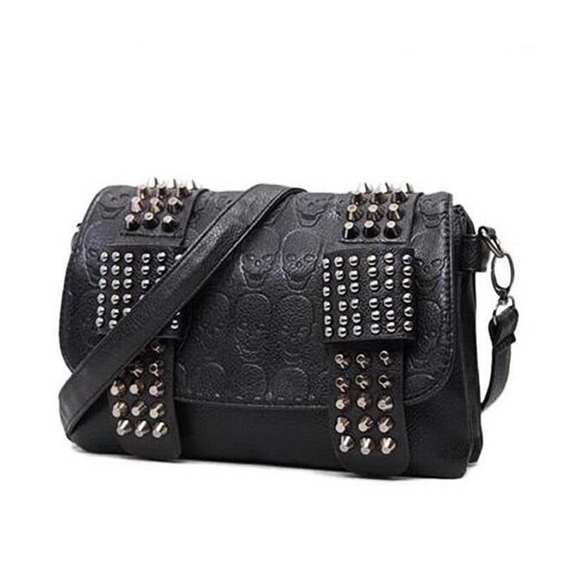Youi-gifts Motorcycle Jacket Shoulderbag PU Leather Handbag Punk Style Crossbody Bag Rivet Purse Lapel Collar Bag with Chain, Adult Unisex, Size: One