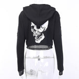 Skull Print Mesh Women's Hoodie