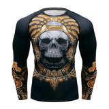 Men's Quick Dry Compression T-Shirt Azetc Skull