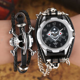 Bullet Chain Wrist Watch Skull Cuff with Steampunk Bracelet