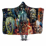 3D Skull Print Plush Hooded Washable Blanket